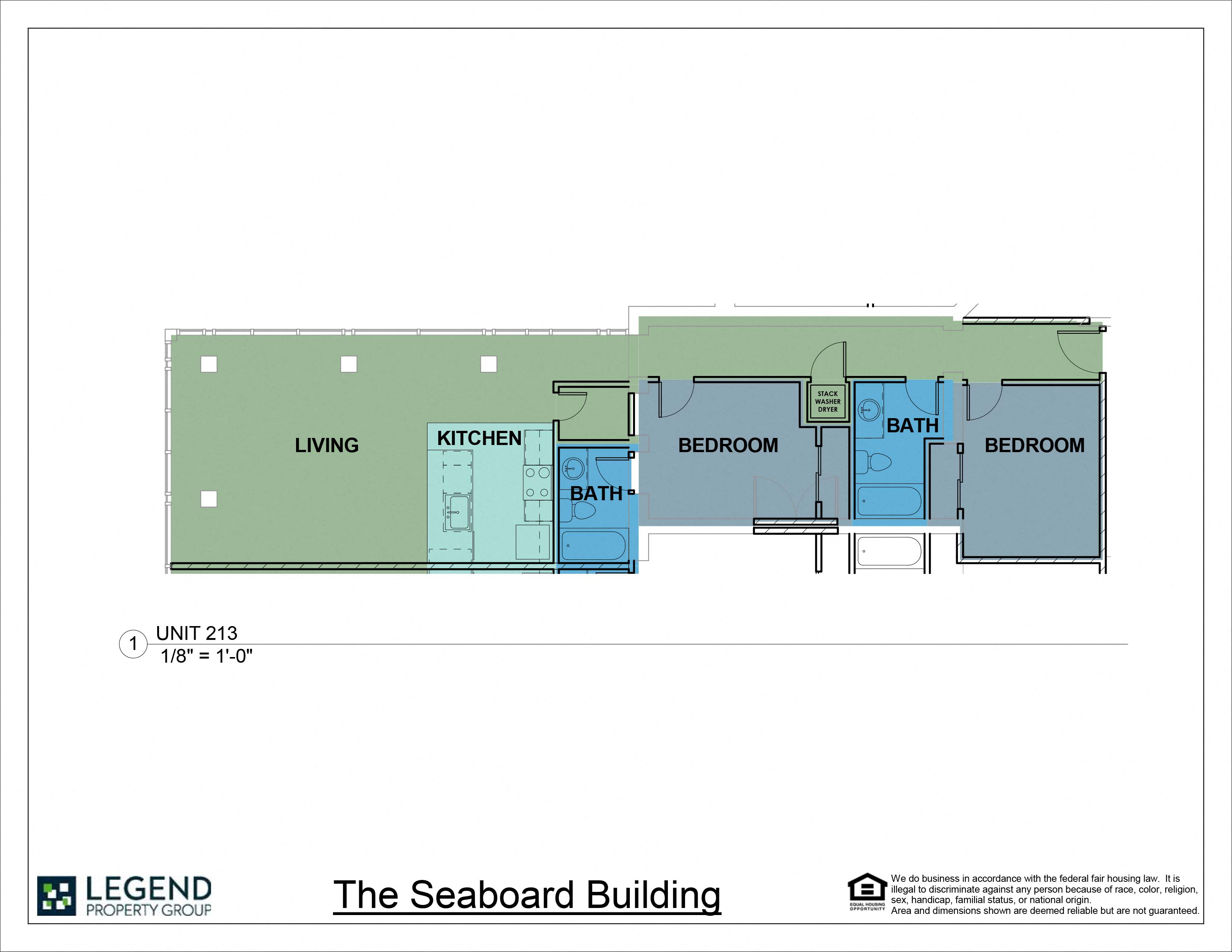 Floor plan for 2 beds, 2 baths, 1099 sqft